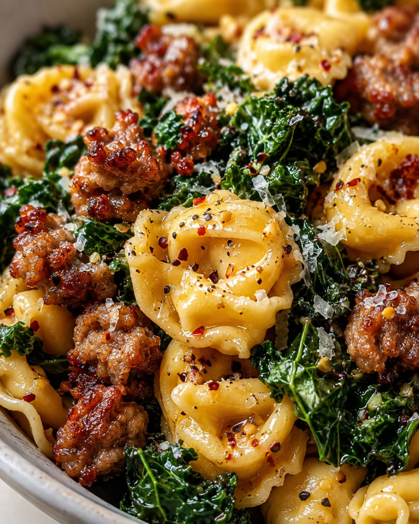 Brown Butter Tortellini with Sausage and Kale